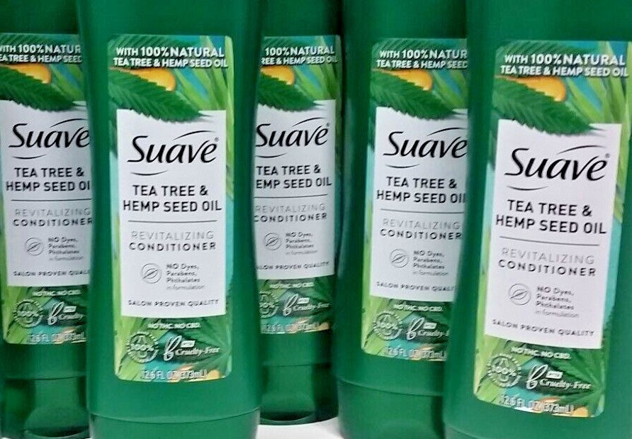 Lot of 5 Suave Tea Tree & Hemp Seed Oil Revitalizing Conditioners - 12.6 oz Each