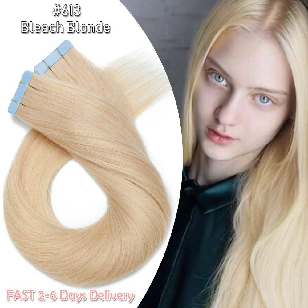 Remy Human Hair Tape-In Extensions 20-60pcs - Natural Black & Blonde Shades