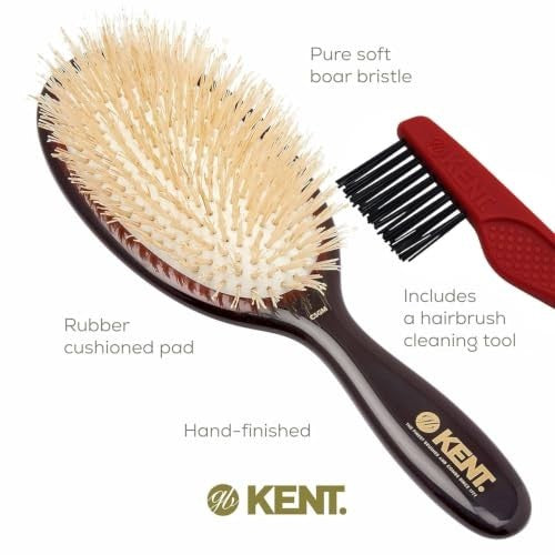 Oval Cushion Straightening Brush & Hair Detangler with Boar Bristles