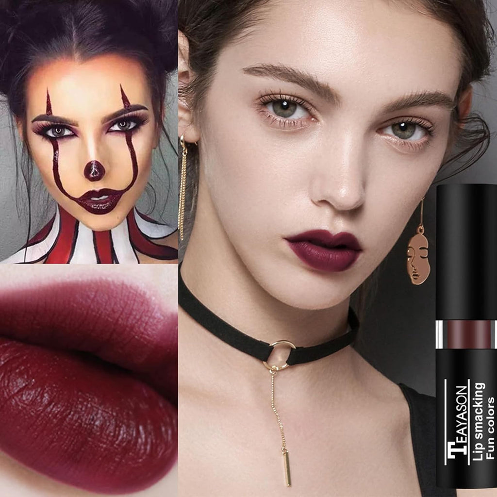 Long-Lasting Matte Lipstick with Gothic & Halloween Colors - Non-Stick Lip Gloss