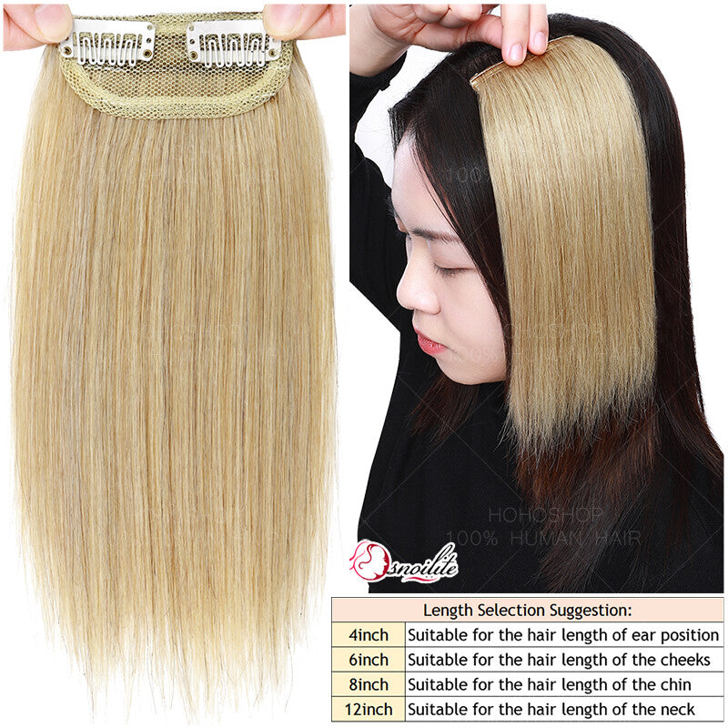 Clip In Short Hairpiece Human Hair Extensions Thick Pad Hair Topper