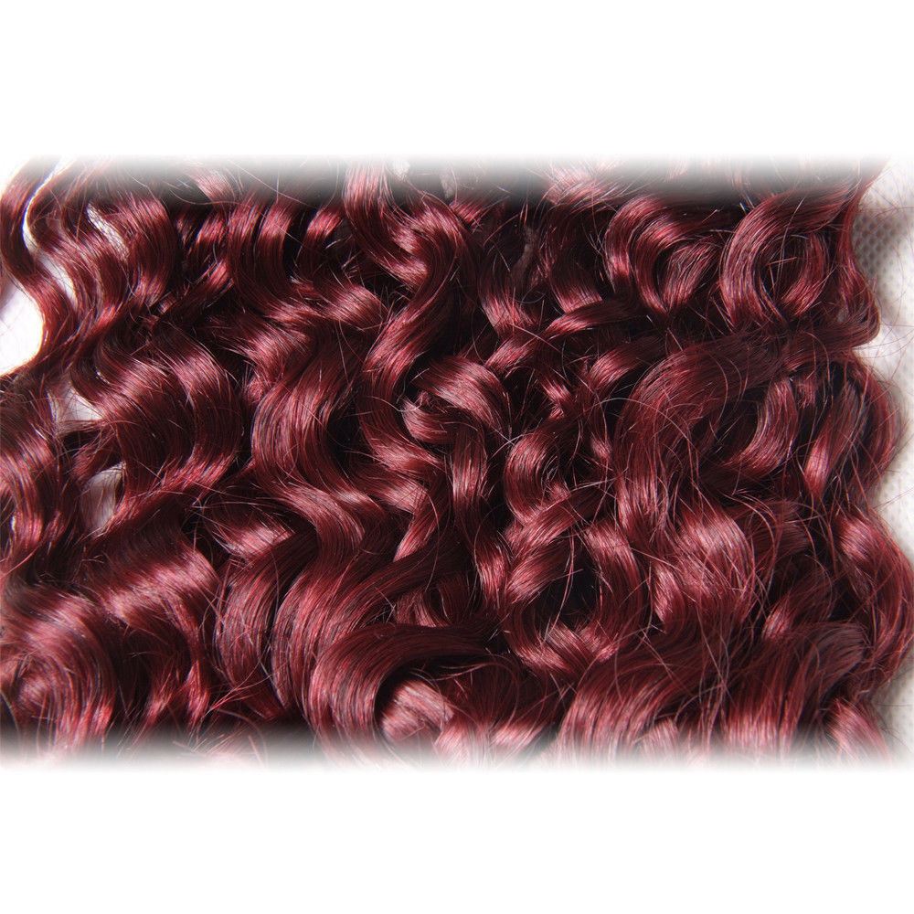Human Hair Extensions Burgundy 99J Multiple Lengths & Textures - Full Bundle