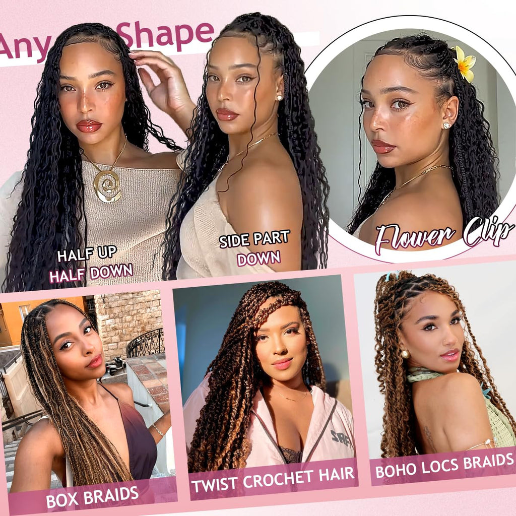 Human Braiding Hair for Boho Braids 20 Inch 120G Highlight Balayage Deep Wave