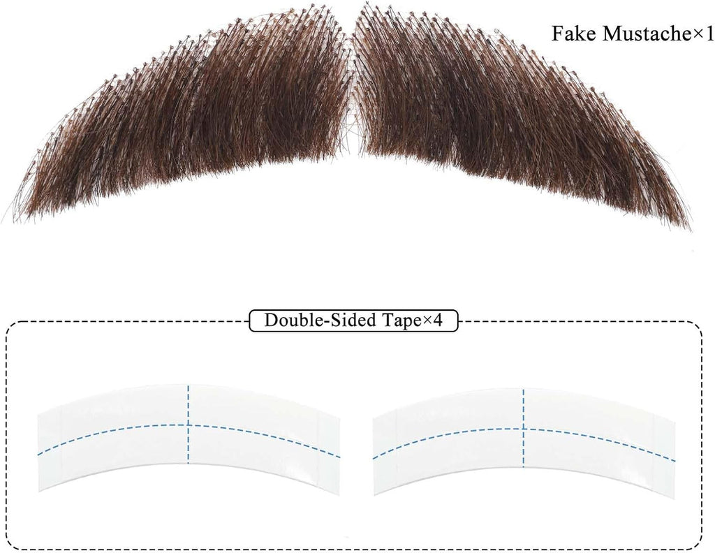 Realistic Handmade Mustache Fake Beard for Cosplay and Costume - Natural Hair Finish