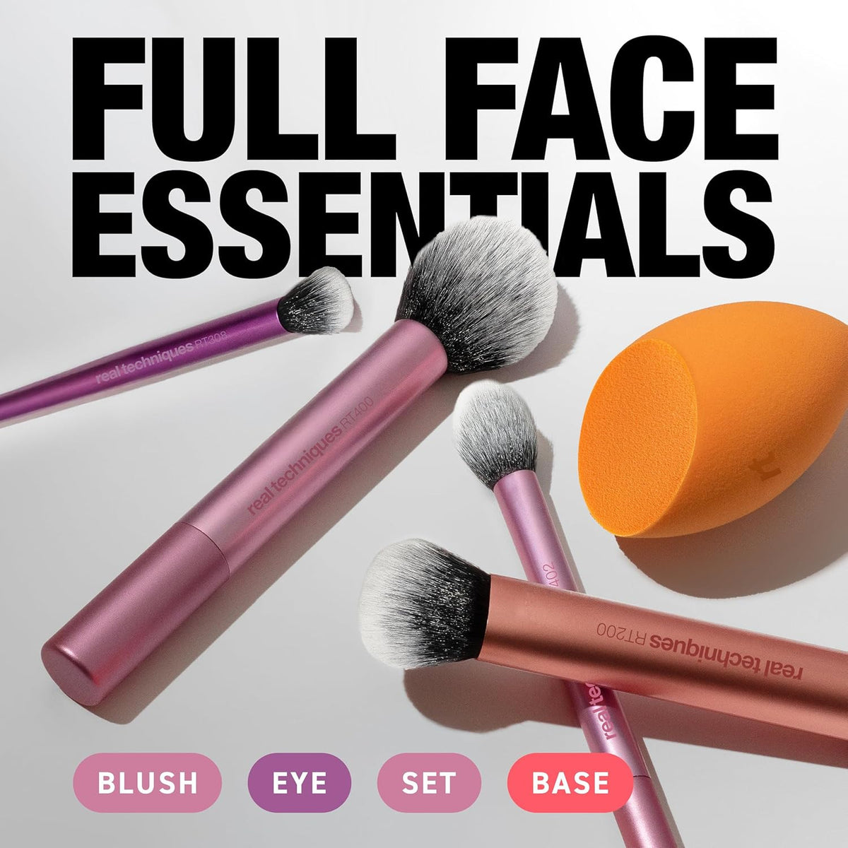 6 Piece Makeup Brush Set with Sponges for Face & Eyes - Vegan Cruelty-Free