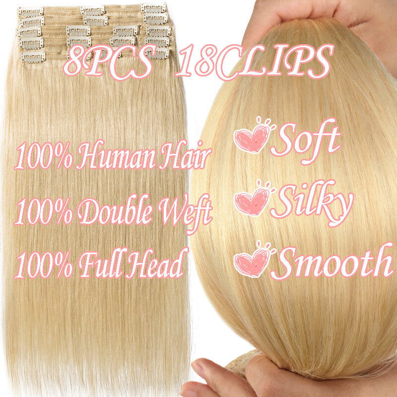 Thick Double Weft Clip-In Hair Extensions Full Head - Remy Human Hair