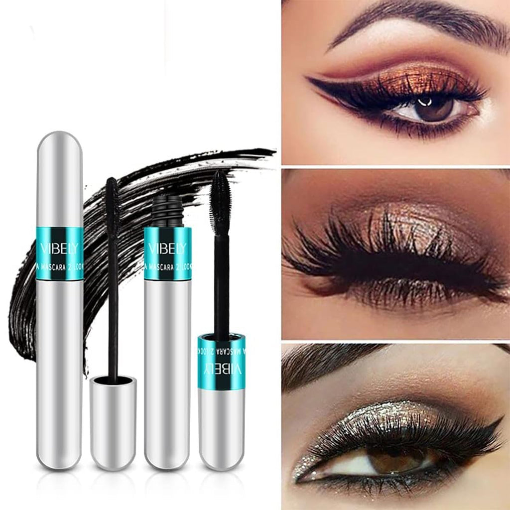 2-in-1 Waterproof Mascara 5X Longer Lash Extension with Clumping-Free Brush