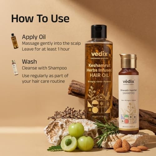 Herbal Hair Care Set - Anti-Hairfall Oil & Sulfate-Free Shampoo for Stronger Hair