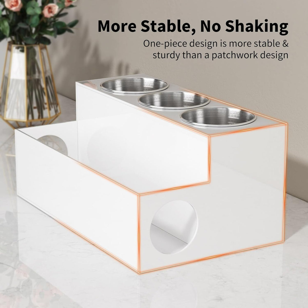 Hair Dryer & Styling Tool Organizer with Stainless Steel Cups - Counter Storage
