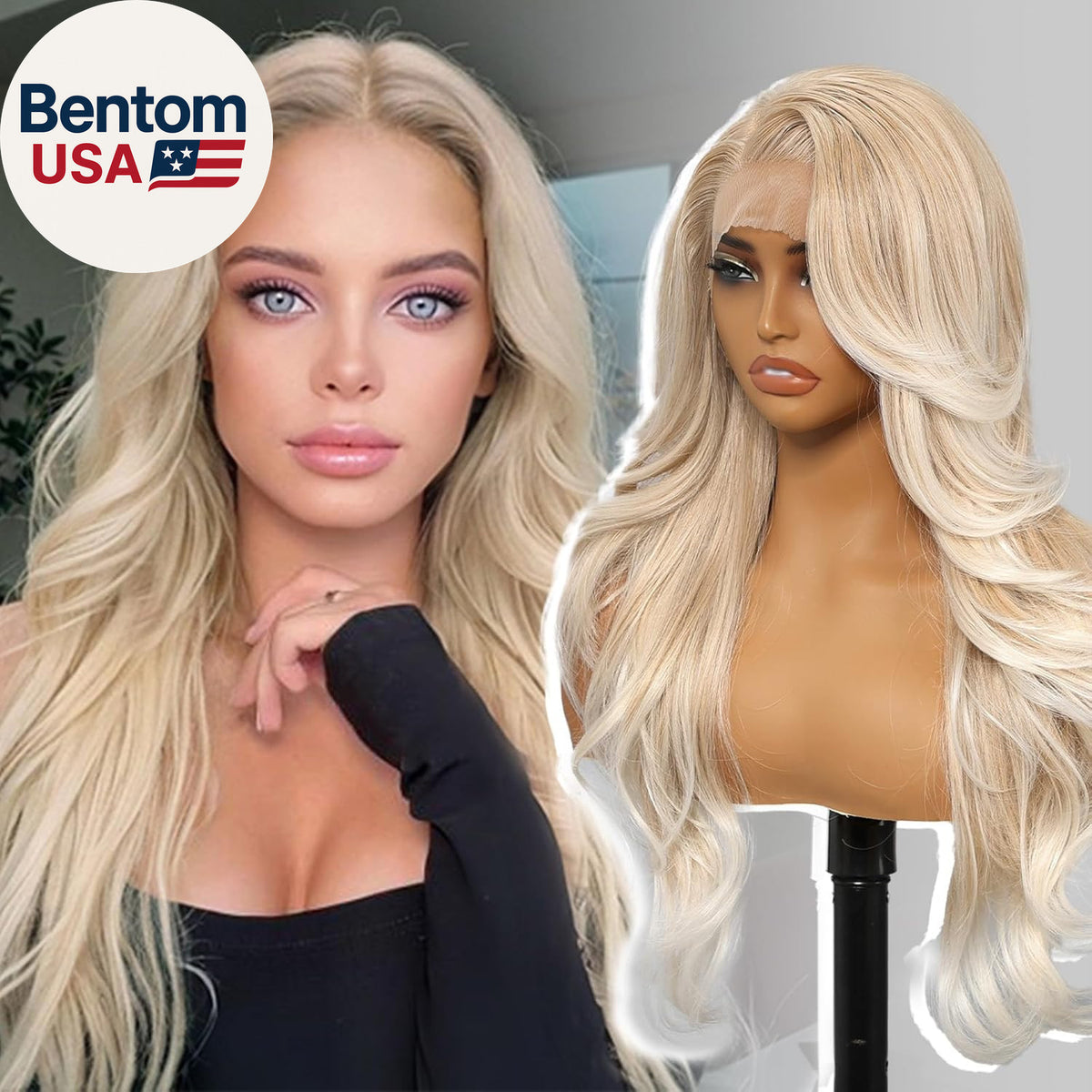 Blonde Synthetic Lace Front Wig 13x4 HD Layered Wave Glueless Wig for Women