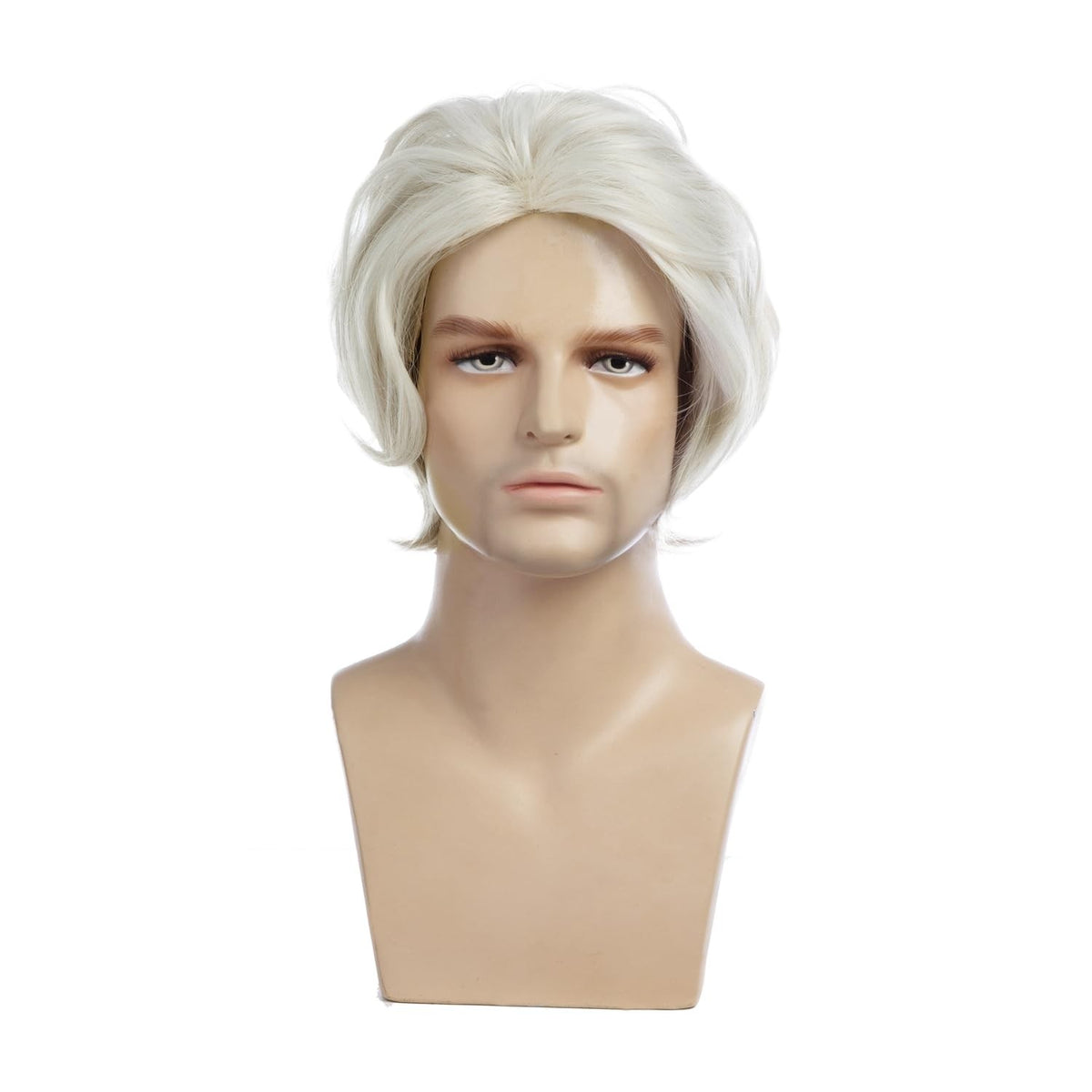 Mens Short Fluffy Gray Synthetic Wig Halloween Cosplay Costume Hair