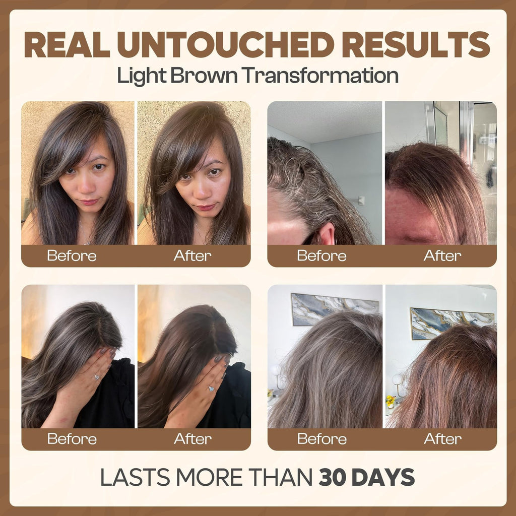 Professional Hair Color Shampoo 5 in 1 Grey Coverage Light Brown 500ml