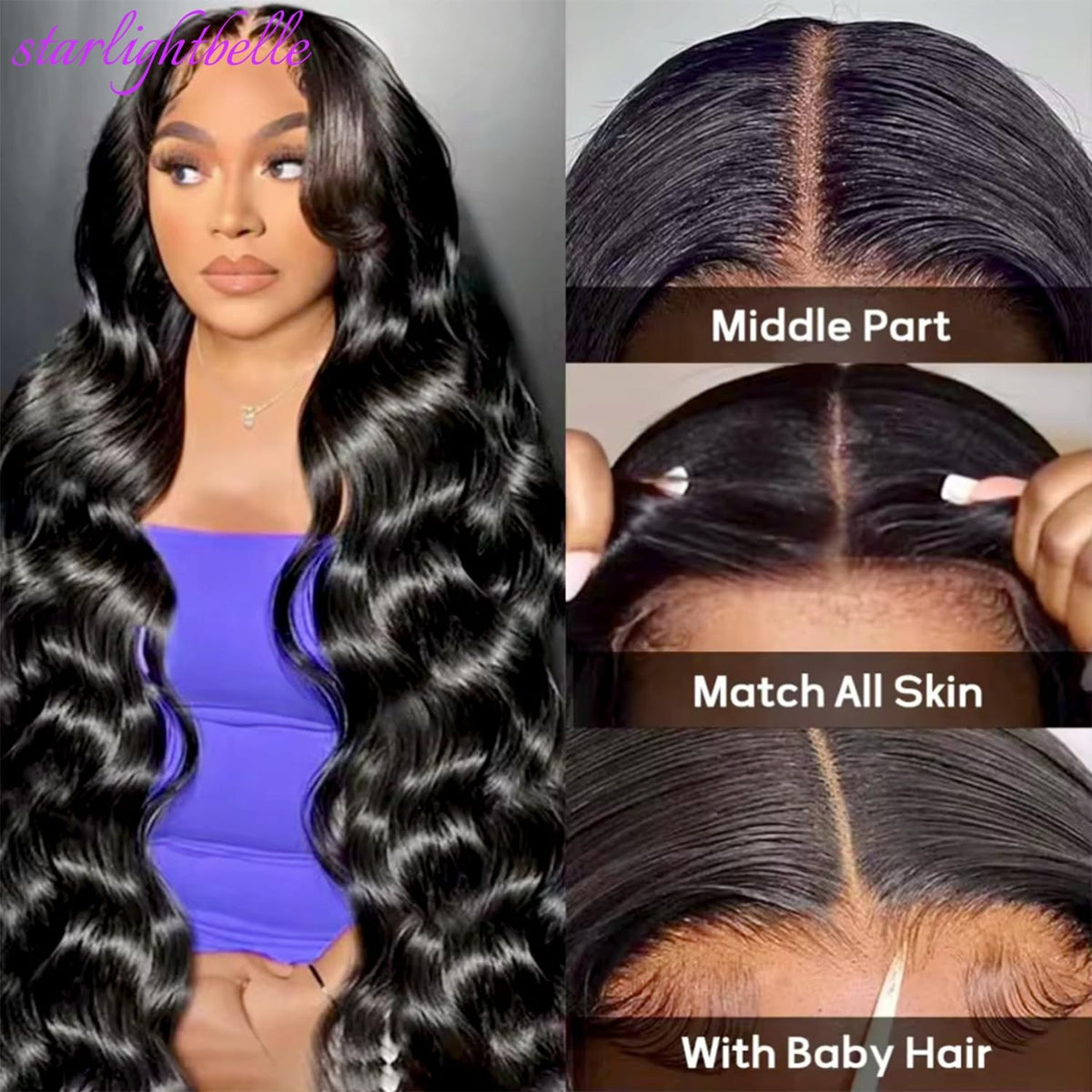 30 Inch Body Wave Lace Front Wig with 13x4 T-Part, Natural Black, 220% Density