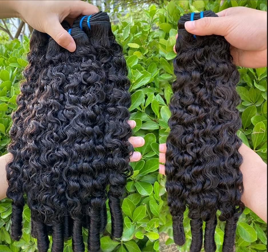 16-Inch Burmese Curly Human Hair Bundle with Double Weft - Virgin, Full Density