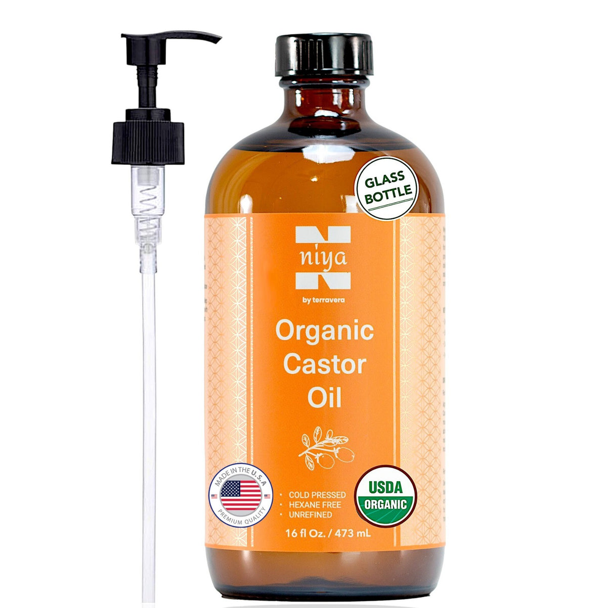 Organic Castor Oil for Hair Skin Nails - Cold Pressed 16oz Hexane-Free