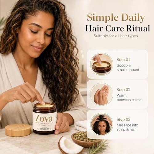 Hair Growth Balm with Castor, Argan, Rosemary Oil for Thicker, Healthier Hair
