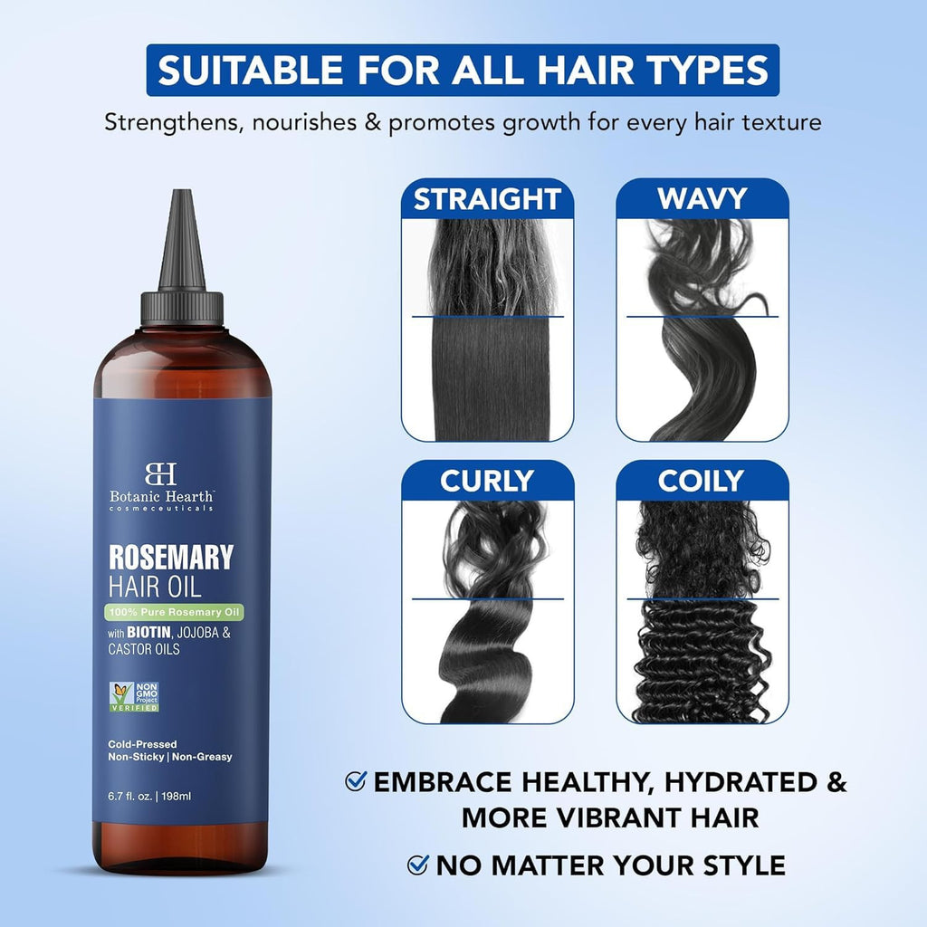 Rosemary Hair Oil for Hair Growth & Thickening - 6.7 Fl Oz