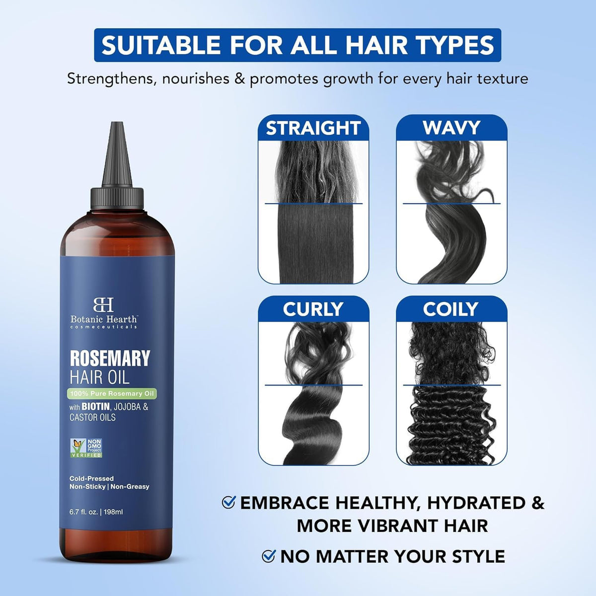 Rosemary Hair Oil for Hair Growth & Thickening - 6.7 Fl Oz