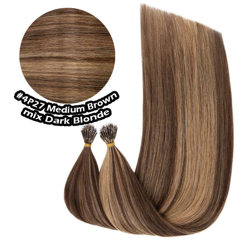 100% Human Hair Extensions Nano Ring Loop Micro Beads Blonde S