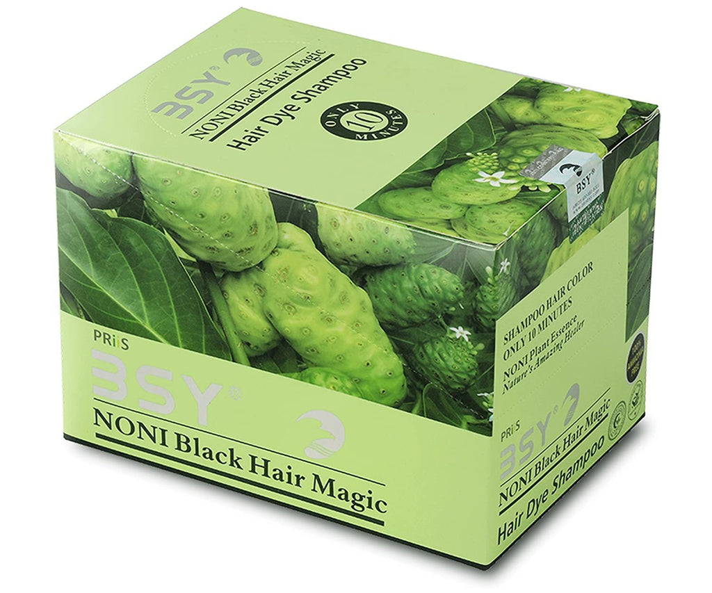 Natural Hair Color Shampoo Black 12 Sachets - No Ammonia Herbal Dye