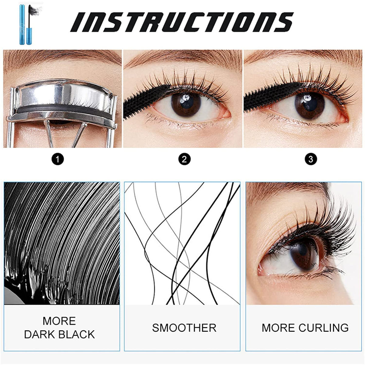 Waterproof Lash Volumizing Mascara for Older Women - 2 Pack, Hypoallergenic & Long-Lasting