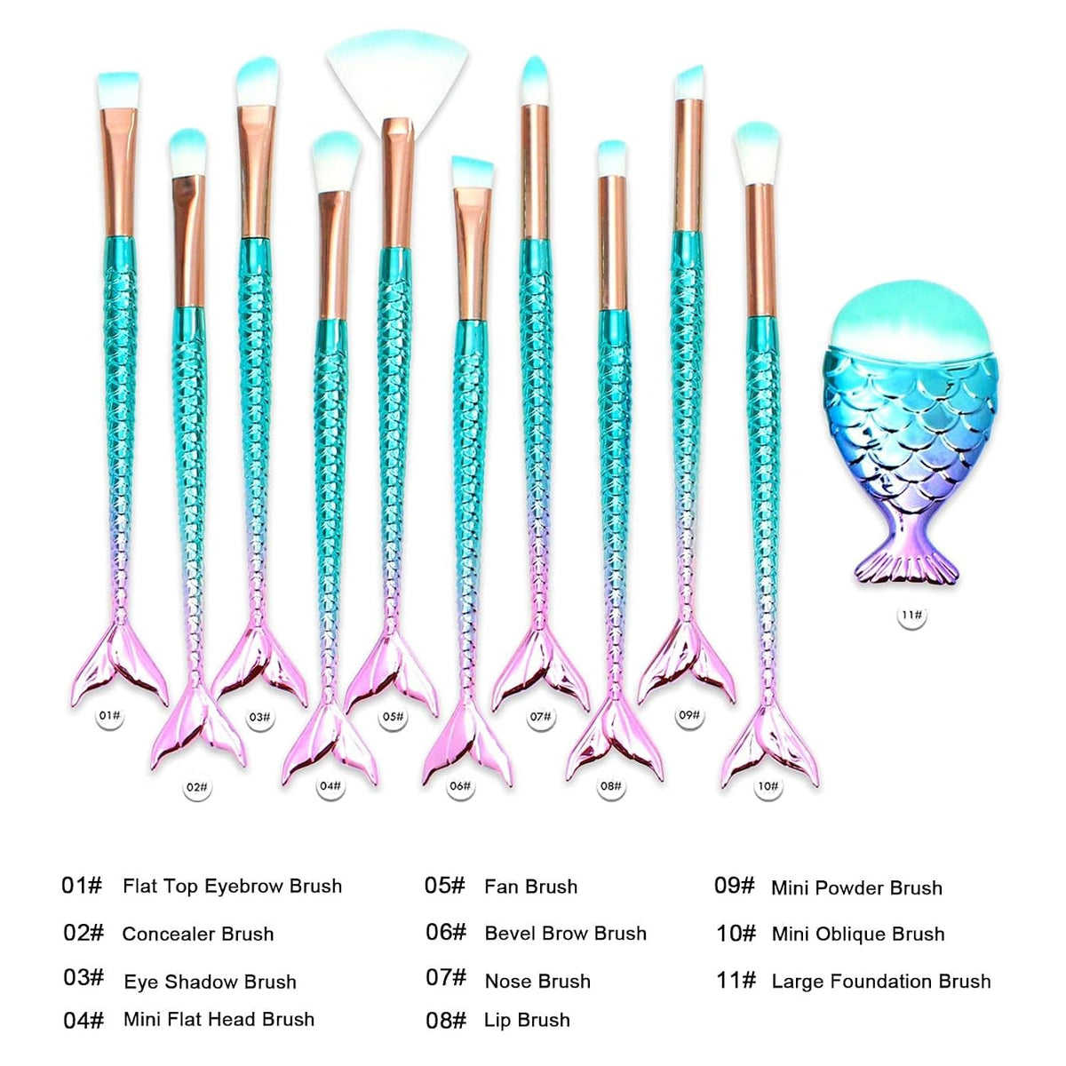 11-Piece Makeup Brush Set for Kids Teens and Women - Colorful & Soft