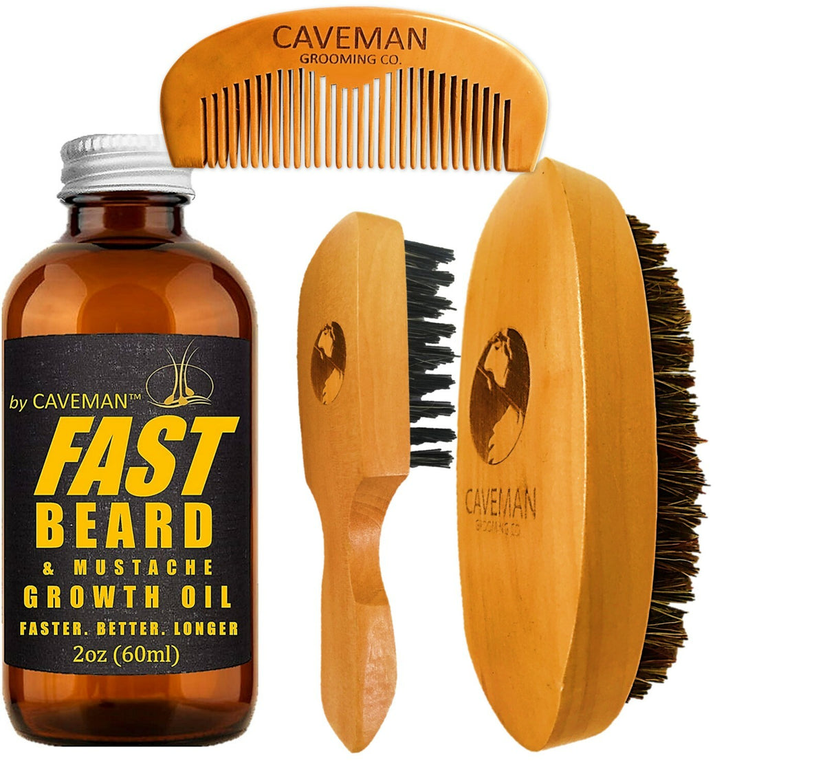Men's Beard Growth Oil Serum Kit Set - Fast Beard & Mustache Grooming
