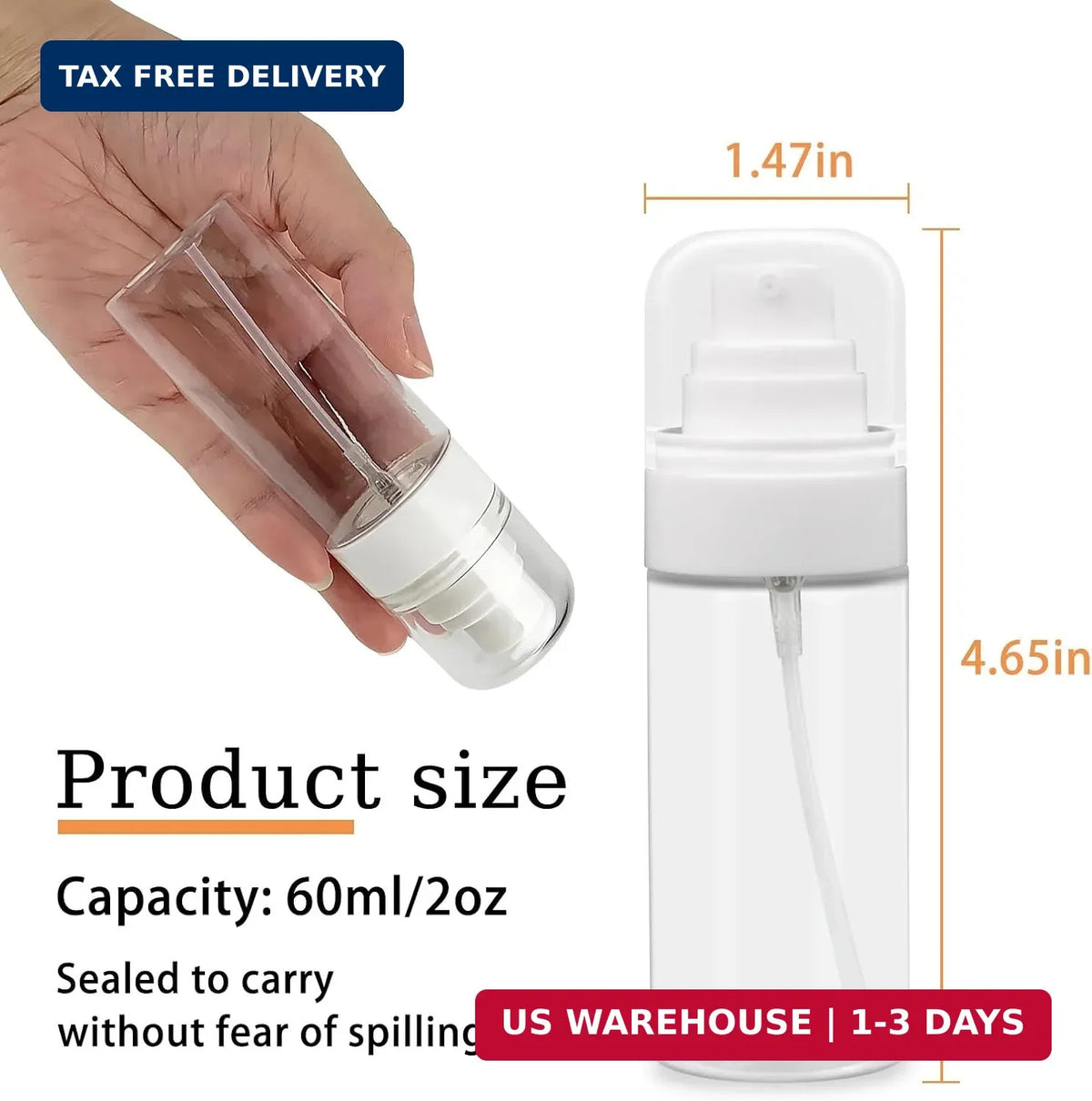 Travel Spray Bottles 2 Pack 2oz Fine Mist for Hair Face Perfume Cosmetics