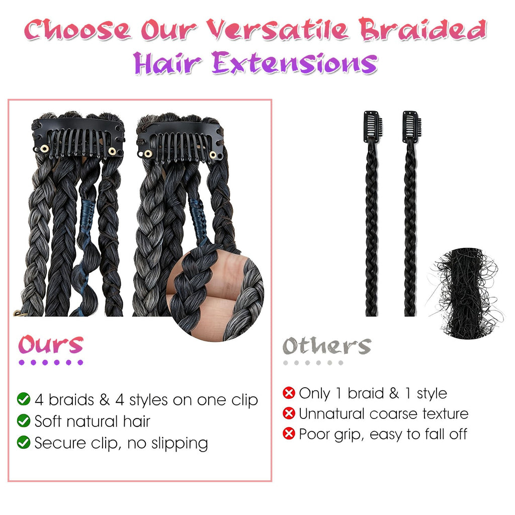 20in Clip-In Boho Dreadlock Braided Hair Extensions with Beads & Charms