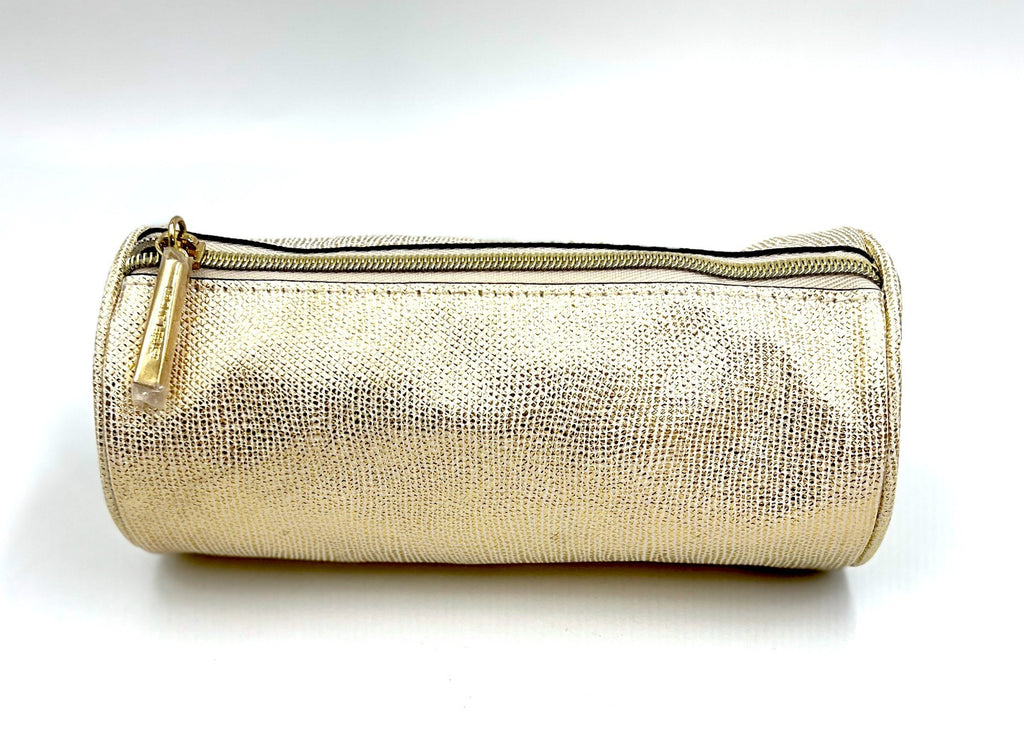 2 Gold Cosmetic Makeup Bags Clutch Pencil Cases Travel Organizer