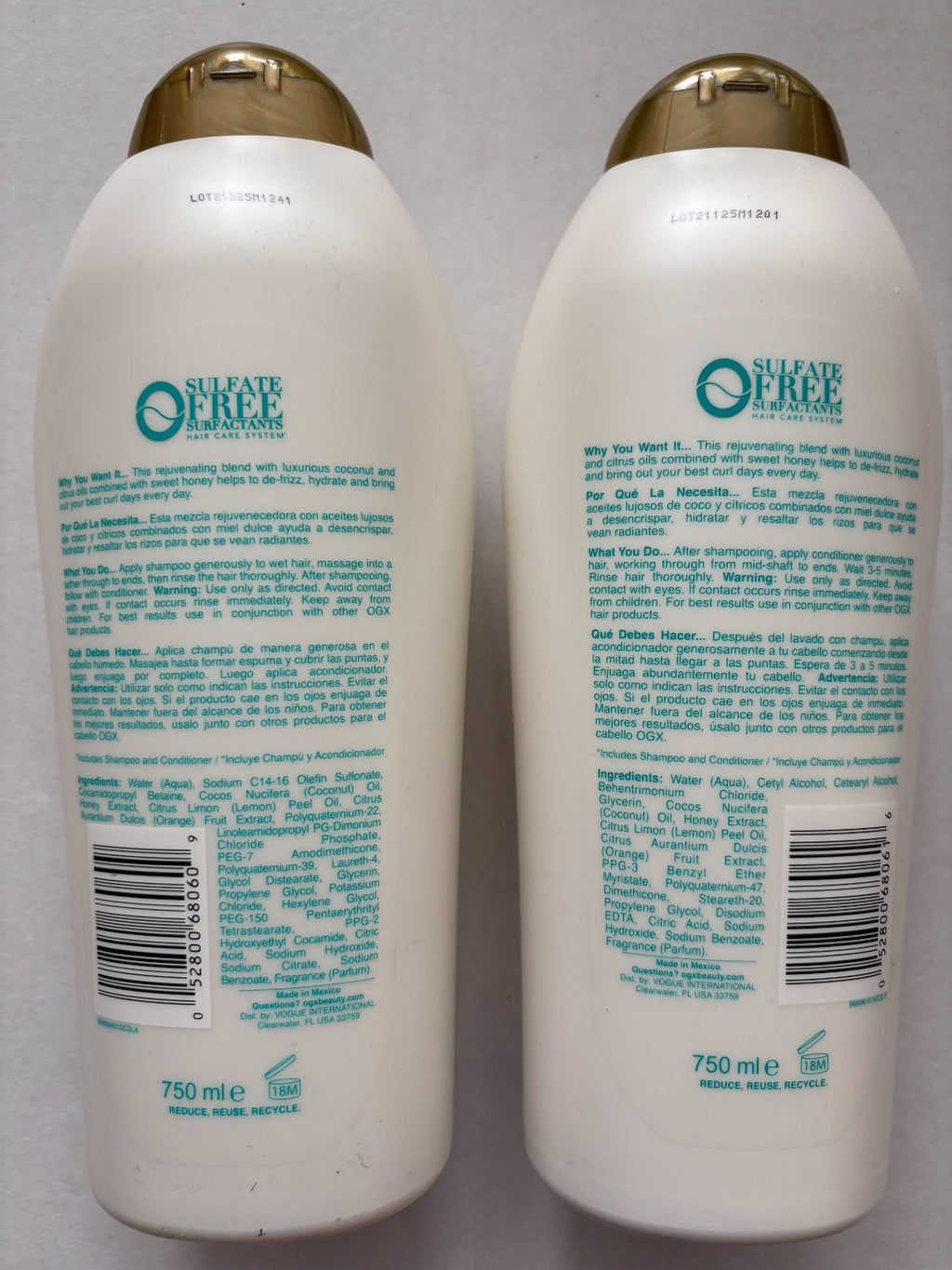 OGX Coconut Curls Shampoo & Conditioner Set - Hydrating 25.4 Fl Oz Pack of 2