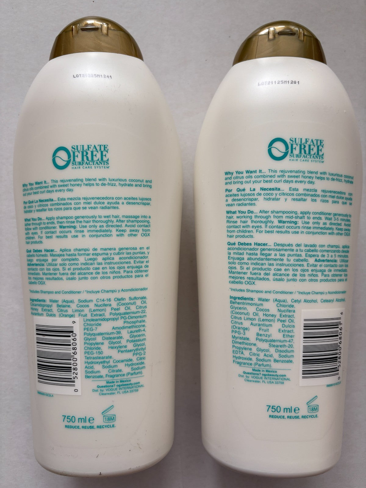 OGX Coconut Curls Shampoo & Conditioner Set - Hydrating 25.4 Fl Oz Pack of 2