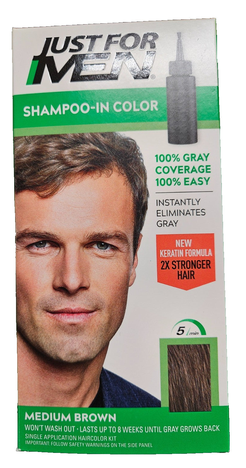 Hair Color Shampoo with Keratin - Medium Brown, 2 Pack | For Gray Coverage