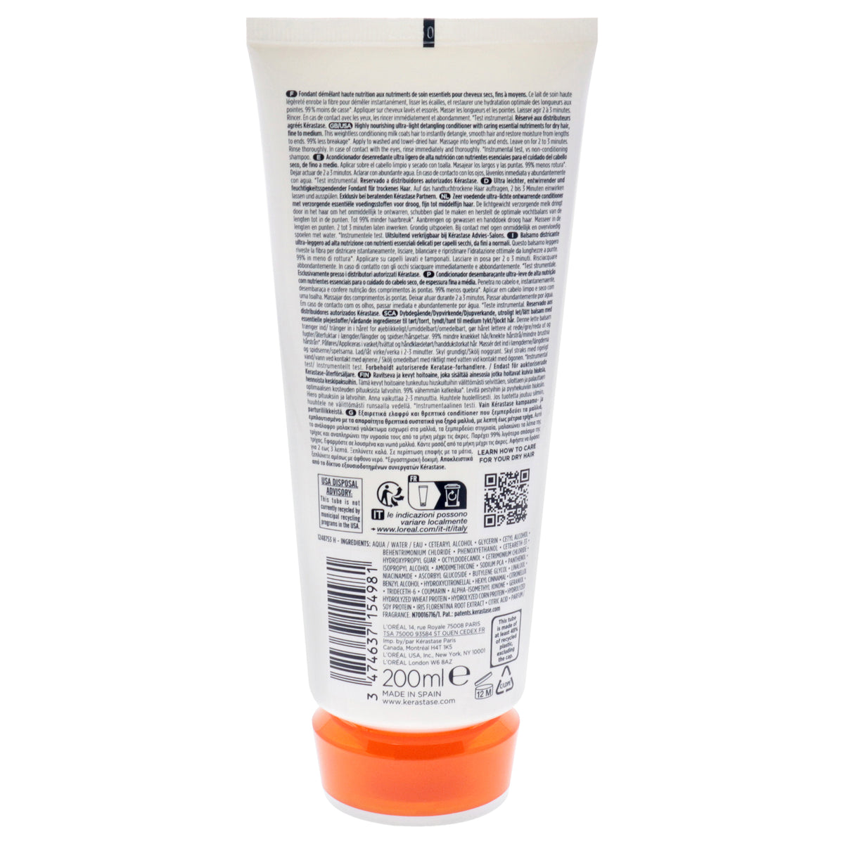 Nutritive Lait Vital Conditioner for Unisex Hair Care 6.8 oz