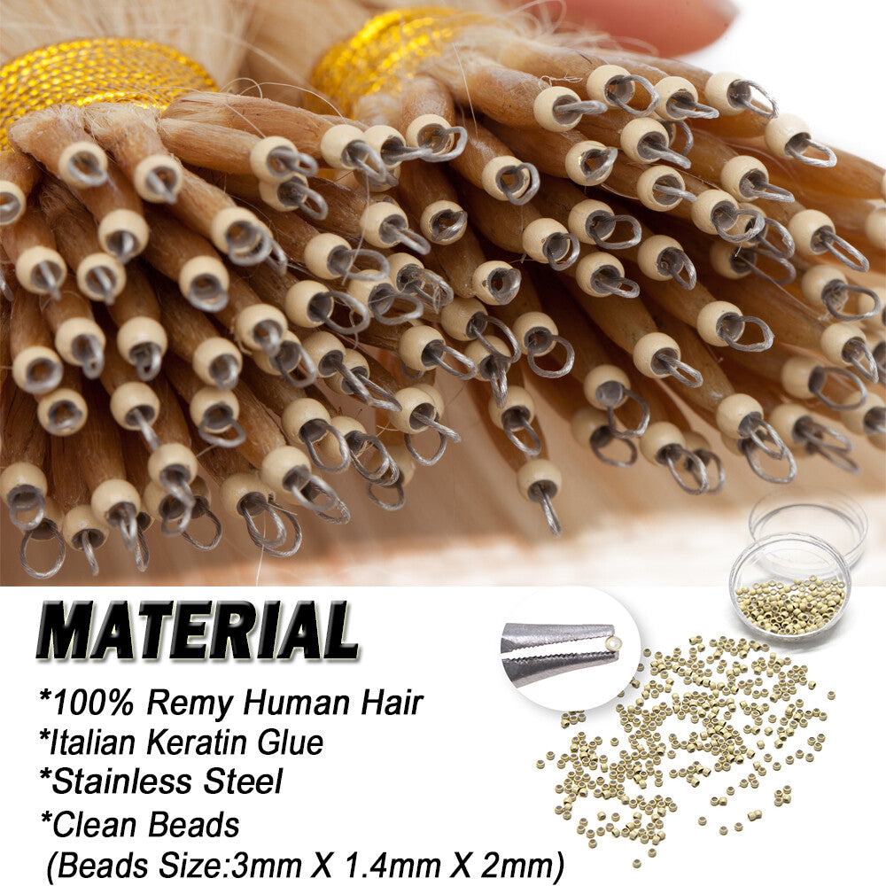 Balayage Nano Ring Hair Extensions - 100% Human Remy Beads Micro Loop