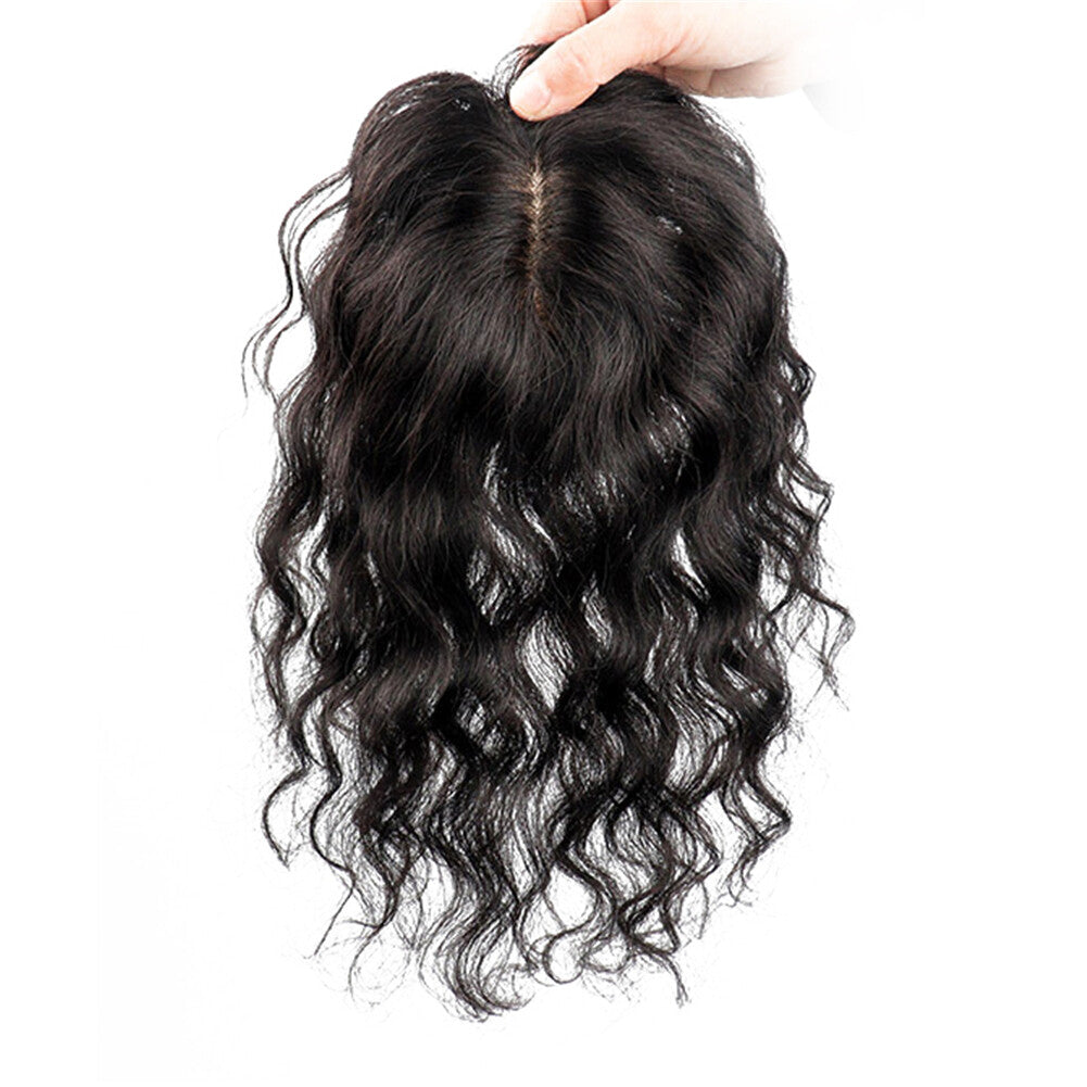 12-Inch Human Hair Topper Wiglet for Women - Remy Real Hair, Breathable Base, Style & Cover Hair Loss