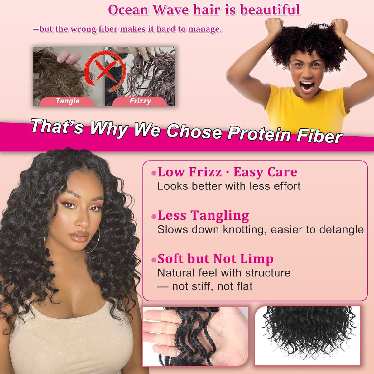 14 Inch Pre-Looped Ocean Wave Crochet Braids - Natural Look, 8 Packs