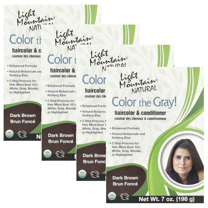 Natural Hair Color & Conditioner Dark Brown 7 oz Pack of 4 - Plant-Based Formula