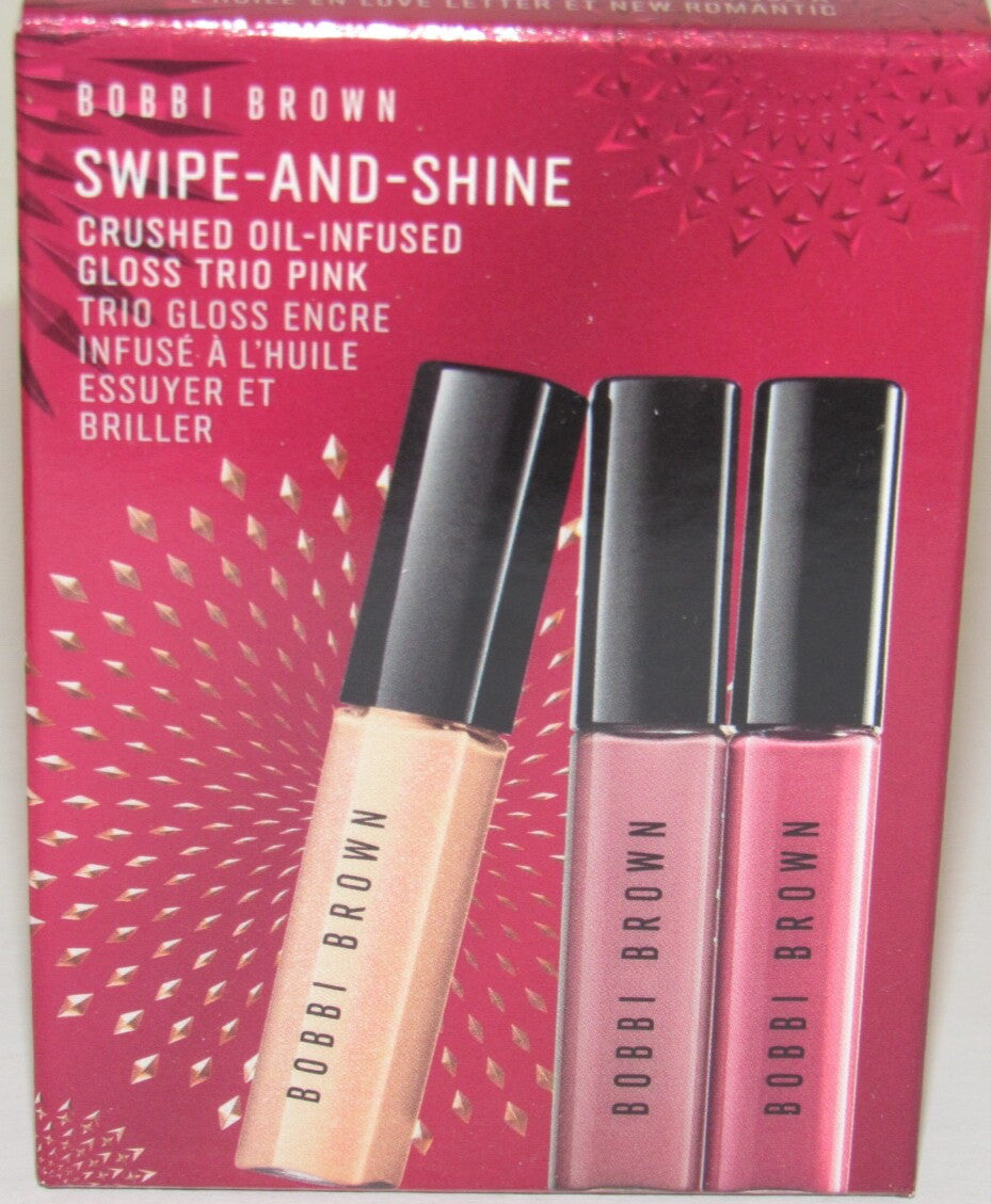 Lip Gloss Set - Crushed Oil-Infused Travel 3-Piece (New Romantic, Rose Metal, Love Letter)