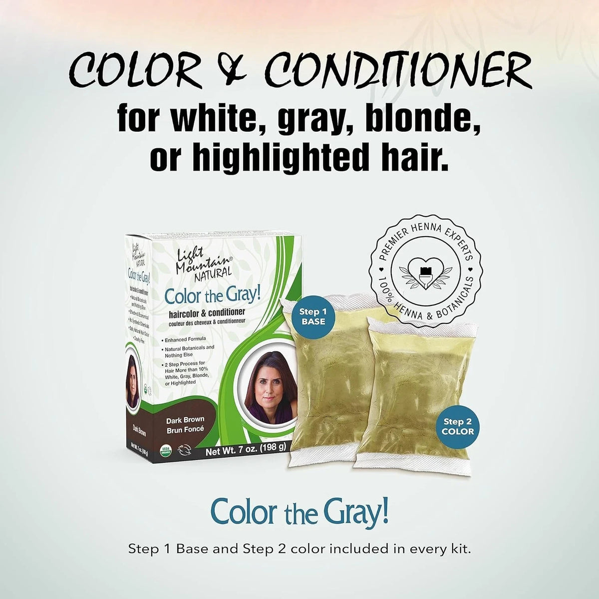 Natural Hair Color & Conditioner Dark Brown 7 oz Pack of 4 - Plant-Based