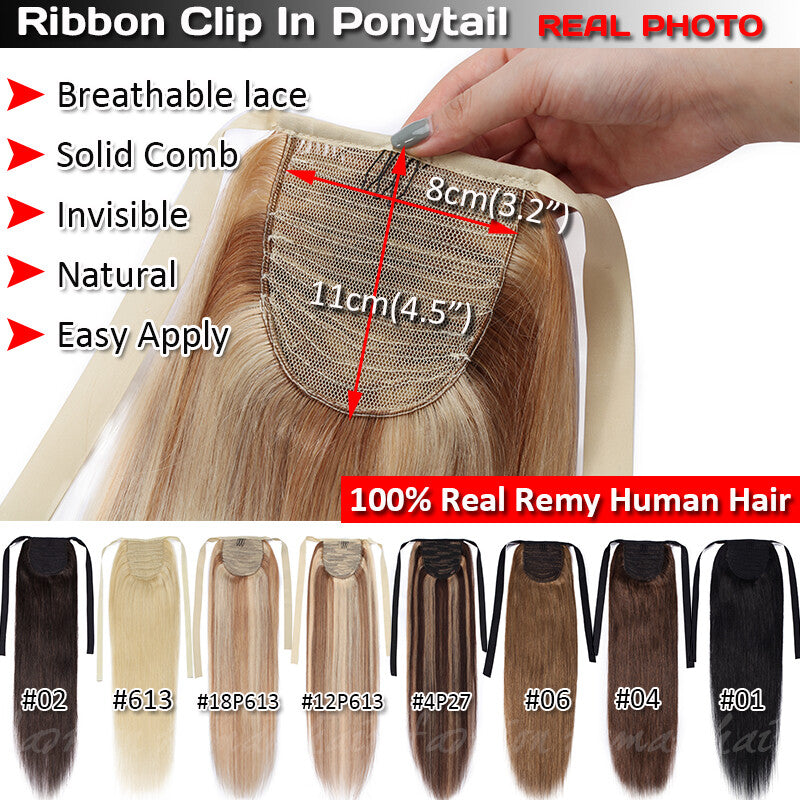 Remy Human Hair Ponytail Extensions Claw In Thick 100G for Natural Look