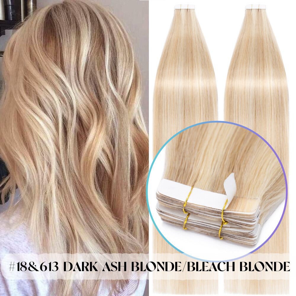 Russian Straight Tape-In Hair Extensions - Thick Remy Human Hair, 150g, All Colors & Lengths