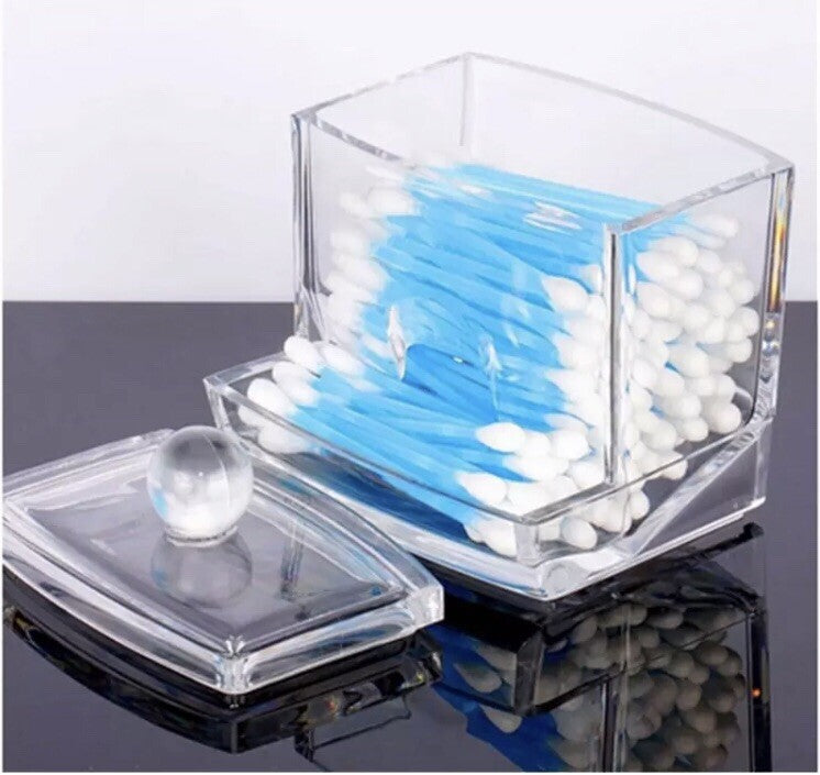 Clear Acrylic Cotton Swab Holder Dispenser for Q-Tips and Makeup