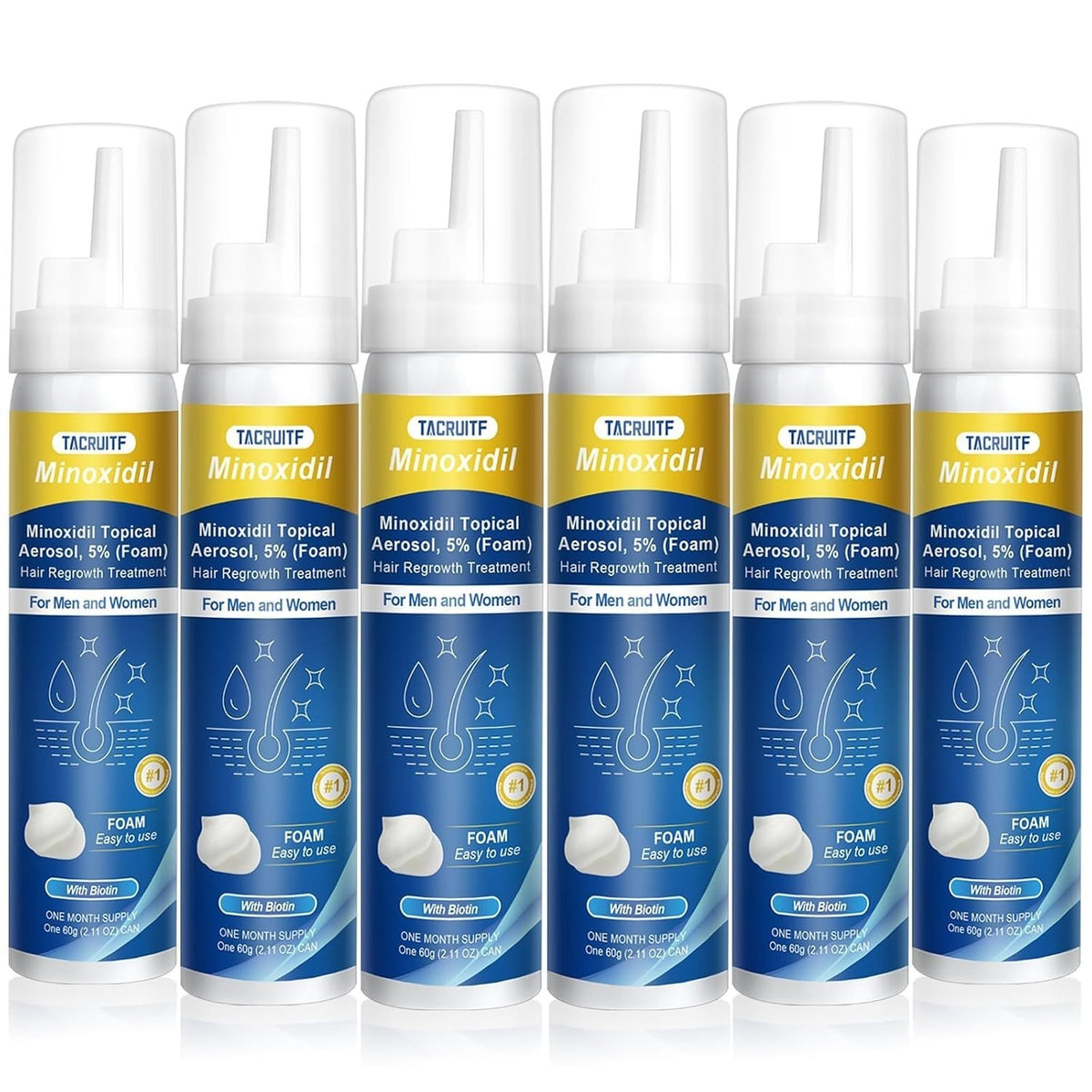 Hair Growth Foam with Minoxidil & Biotin for Thicker Hair & Beard - 5%