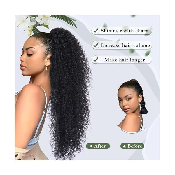 Deep Curly Ponytail Extension with Drawstring - 27 Inch Synthetic & Human Hair
