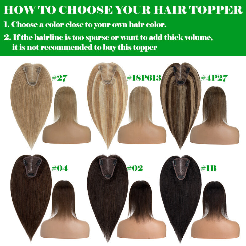 Clip-In Remy Human Hair Topper for Women - Natural & Colored Options