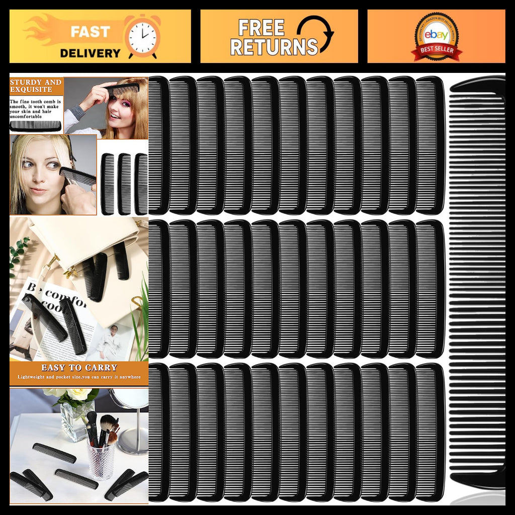 Black Plastic Pocket Combs Set - 500 Fine Tooth Hair & Beard Grooming Tools