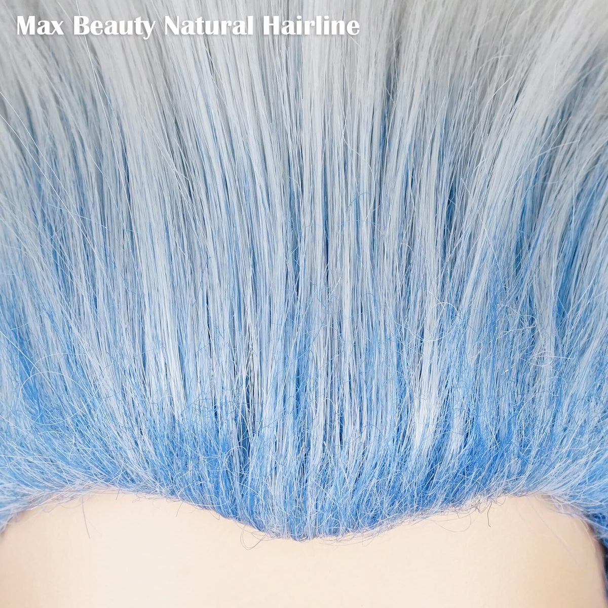 Short Curly Ombre Blue and White Cosplay Wig for Men Halloween