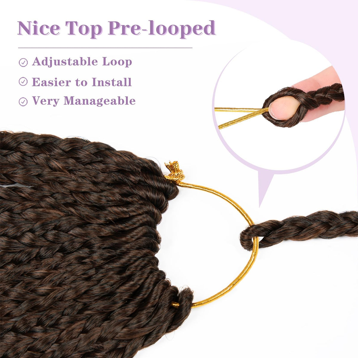 Boho Box Braids Crochet Hair 14 Inch Goddess Curl Ends Pre Looped