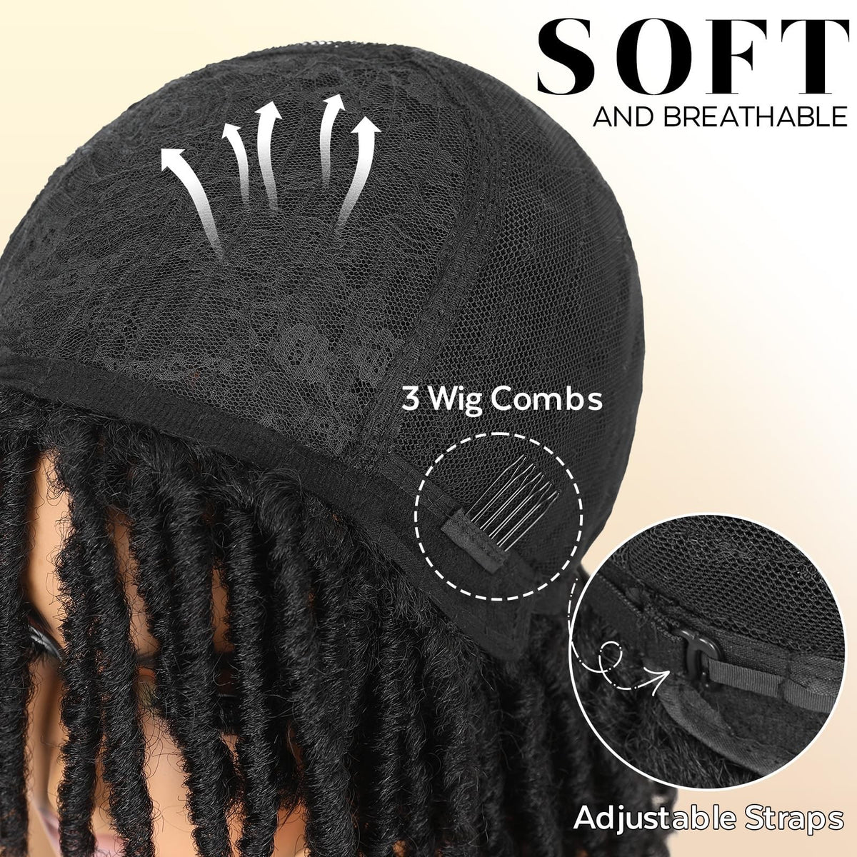 Short Twist Braided Dreadlock Wig for Black Women & Men - Synthetic Afro Style